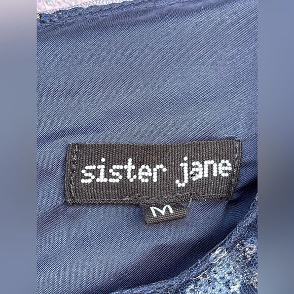 Sister Jane Shooting Star Embroidered Mini Dress Navy and Silver  medium - Picture 15 of 17